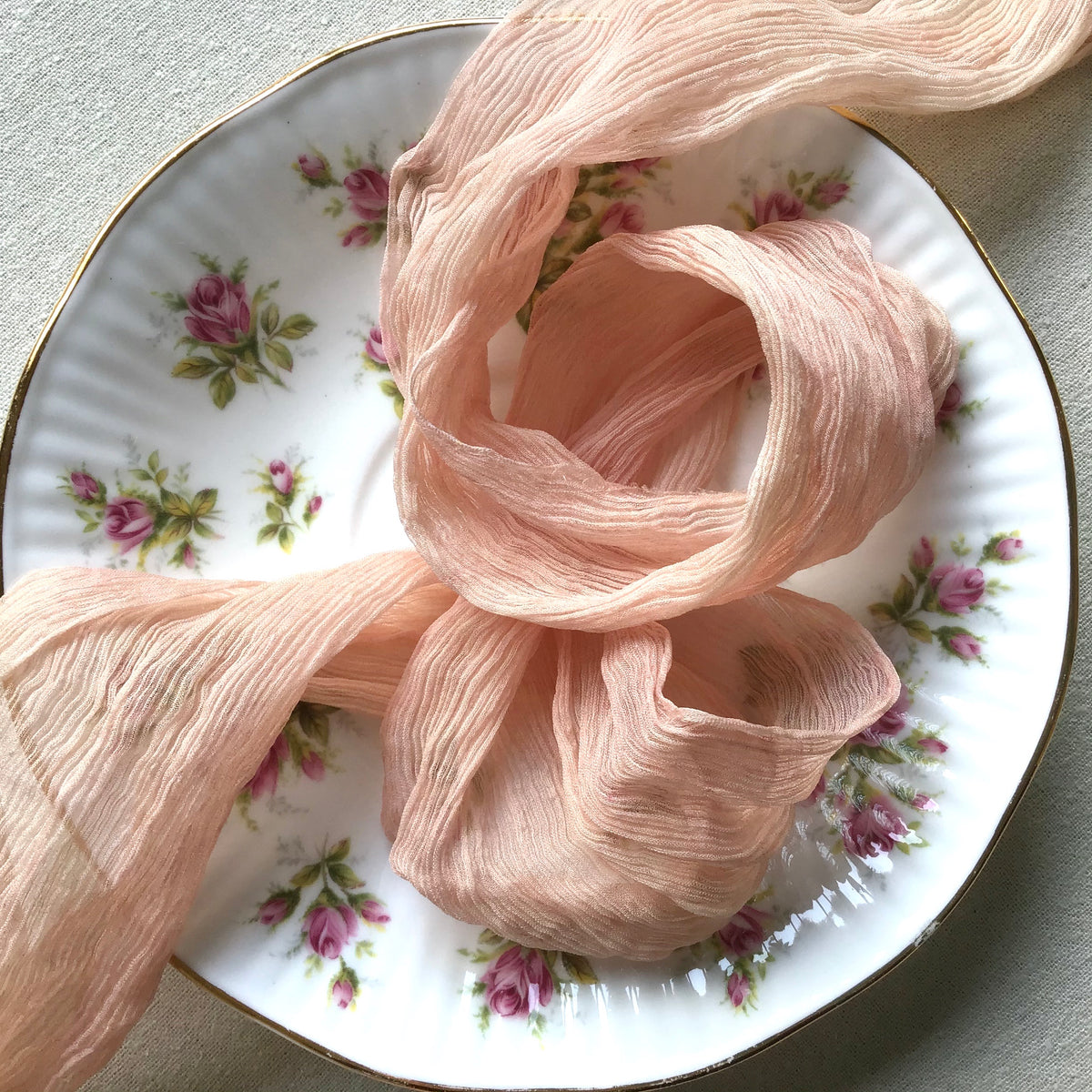 Coral, Silk Chiffon Ribbon