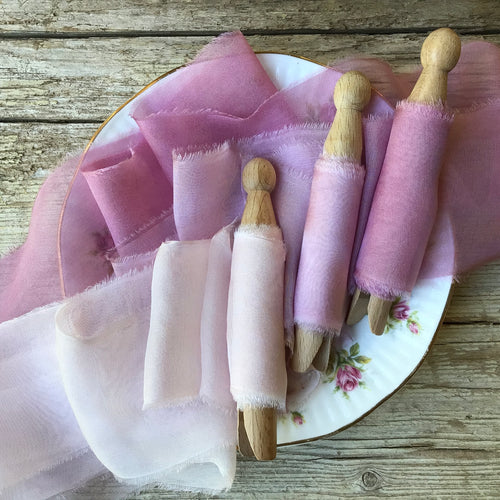 Pink Silk Chiffon Ribbons: Pink, Medium & Very Pale
