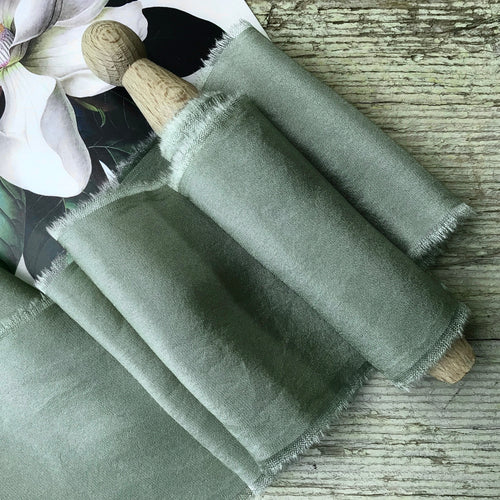 Sage Grey Silk Ribbons