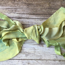 Load image into Gallery viewer, Bunch of Mustard &amp; Green Silk Ribbons