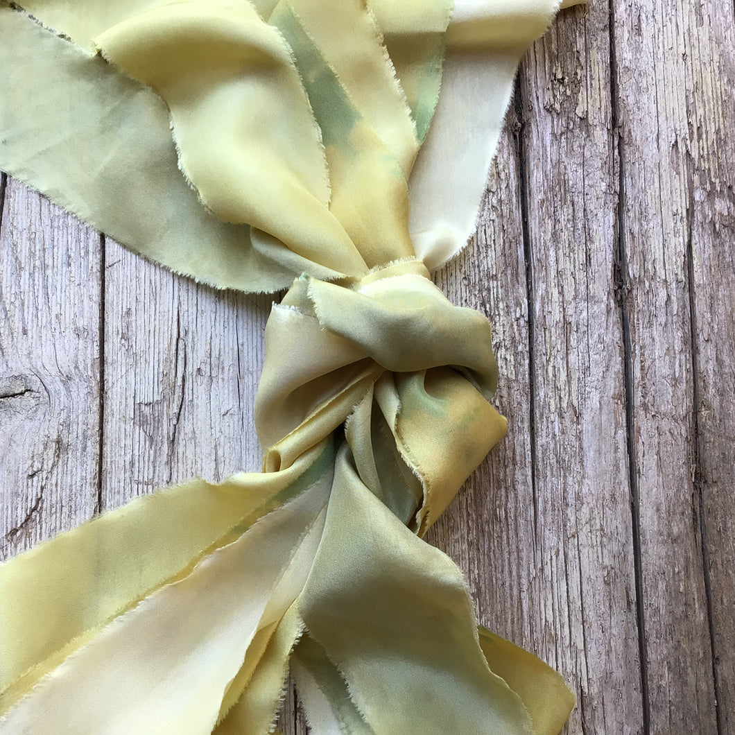 Bunch of Yellow & Green Silk Ribbons