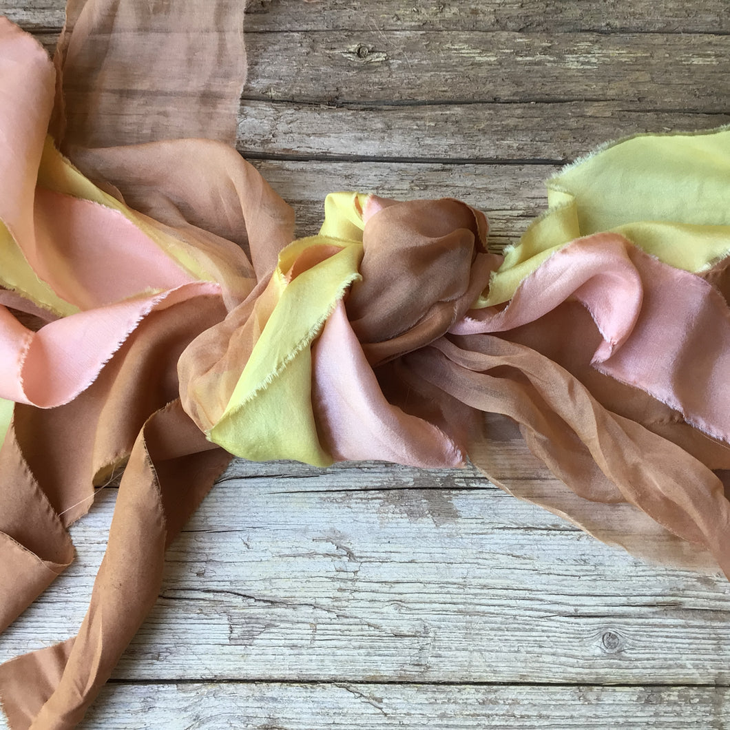 Bunch of autumn silk ribbons